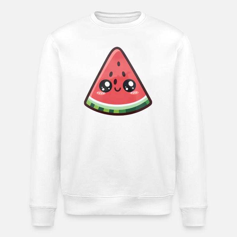 Kawaii Wassermelonenscheibe - Stanley/Stella Unisex Bio-Sweatshirt ROLLER - Weiß