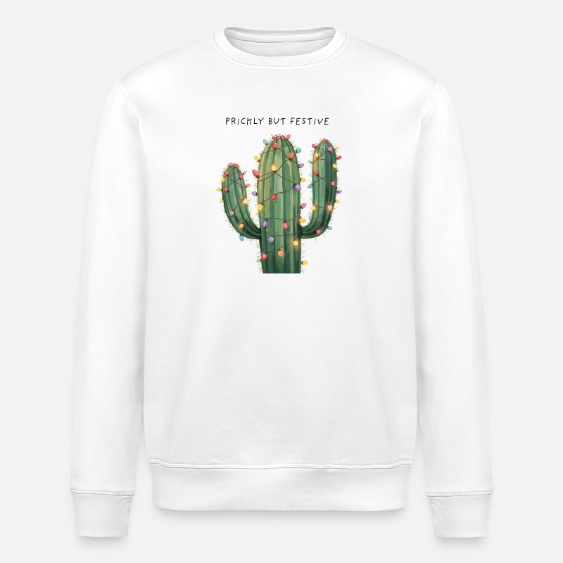 Großer Weihnachtskaktus – Prickly but Festive - Stanley/Stella Unisex Bio-Sweatshirt ROLLER - Weiß