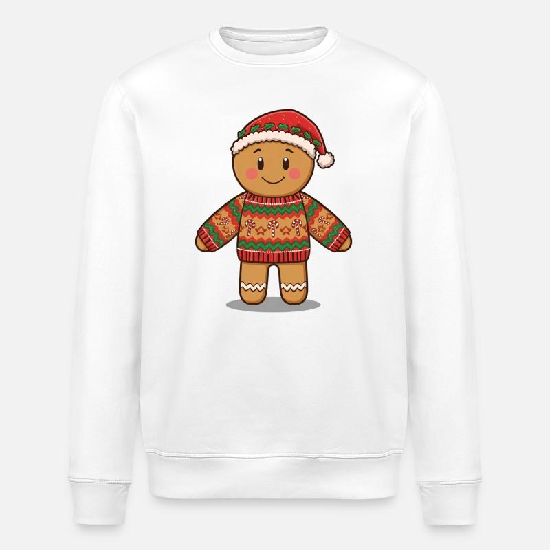 Lebkuchenmann Cartoon – Ugly Christmas Sweater - Stanley/Stella Unisex Bio-Sweatshirt ROLLER - Weiß