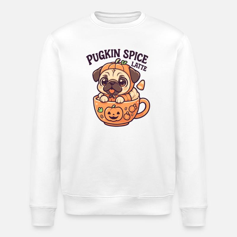 Carlin Citrouille Épicé Latte Design - Sweat bio ROLLER Stanley/Stella Unisexe - blanc