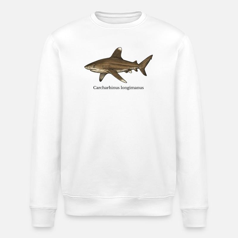 Carcharhinus longimanus Hai Design - Stanley/Stella Unisex Bio-Sweatshirt ROLLER - Weiß