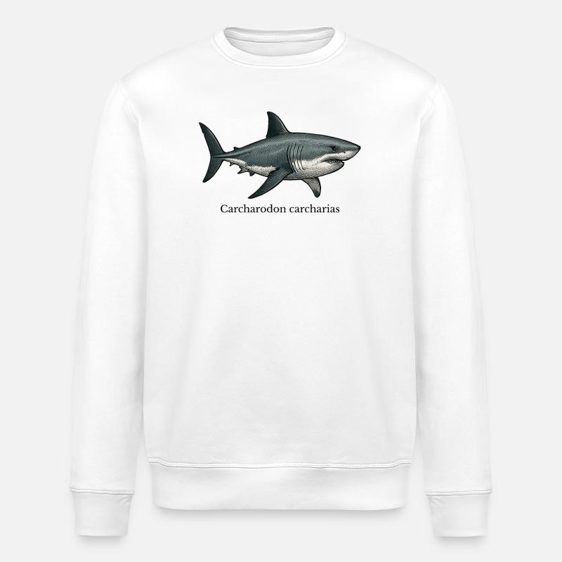 Carcharodon carcharias great white shark - Stanley/Stella ROLLER Unisex Organic Sweatshirt - white