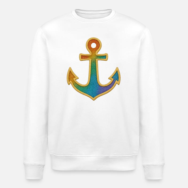 Leuchtender Anker in Regenbogenfarben - Stanley/Stella Unisex Bio-Sweatshirt ROLLER - Weiß