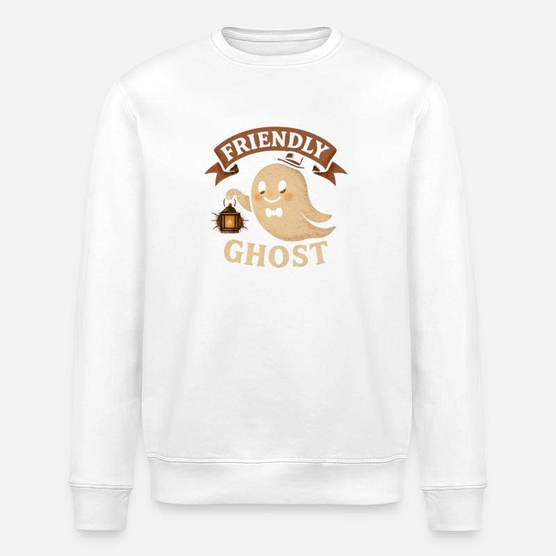 Friendly Ghosts Illustration - Stanley/Stella ROLLER Unisex Organic Sweatshirt - white