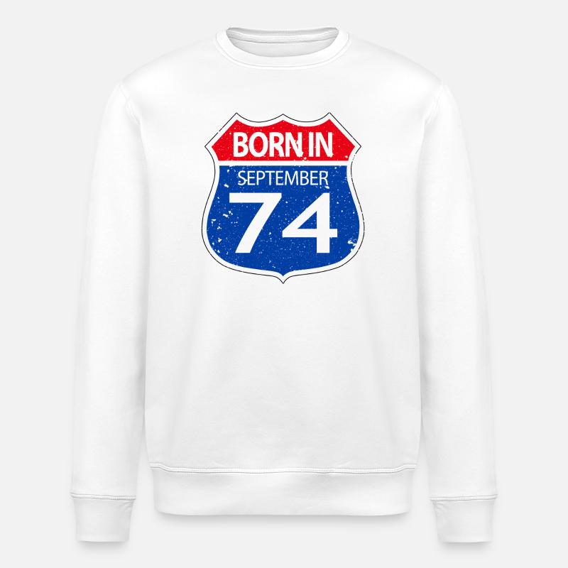 Born_in_September_74 - Stanley/Stella Unisex Bio-Sweatshirt ROLLER - Weiß