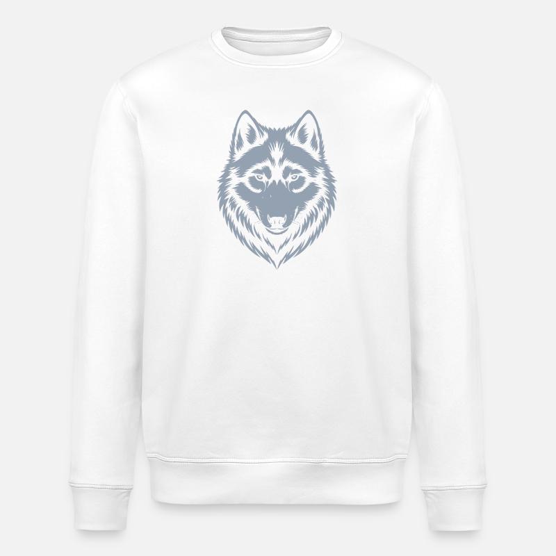 Majestic Wolf Emblem Design - Stanley/Stella ROLLER Unisex Organic Sweatshirt - white