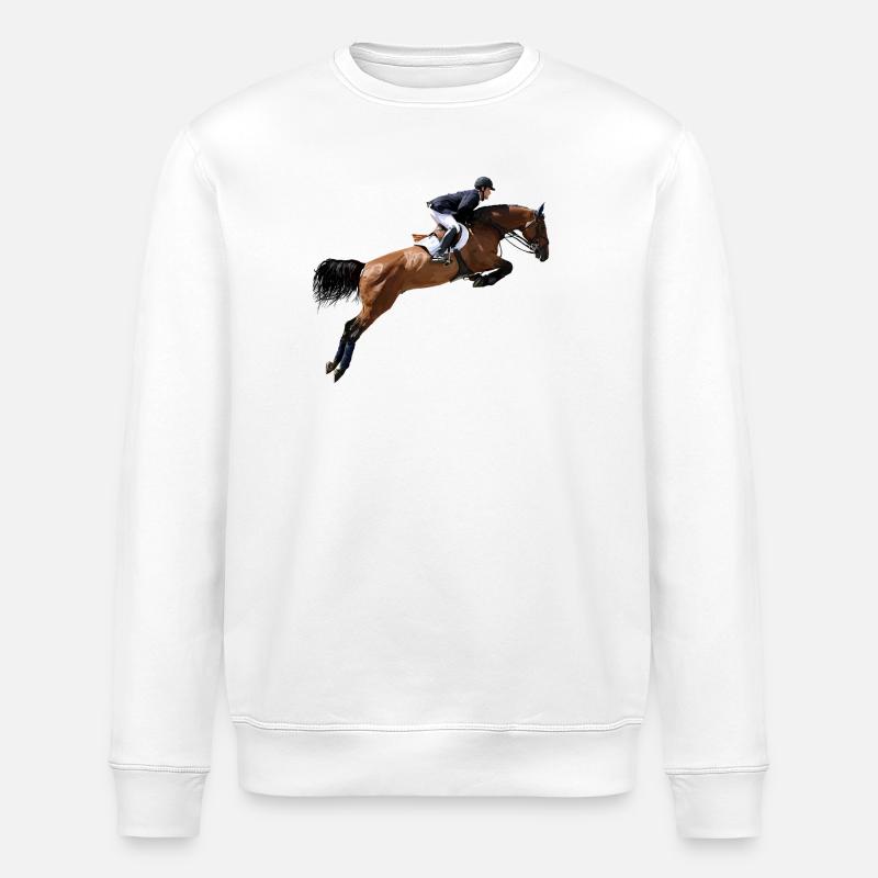 Dynamischer Springreiter im Galopp - Stanley/Stella Unisex Bio-Sweatshirt ROLLER - Weiß