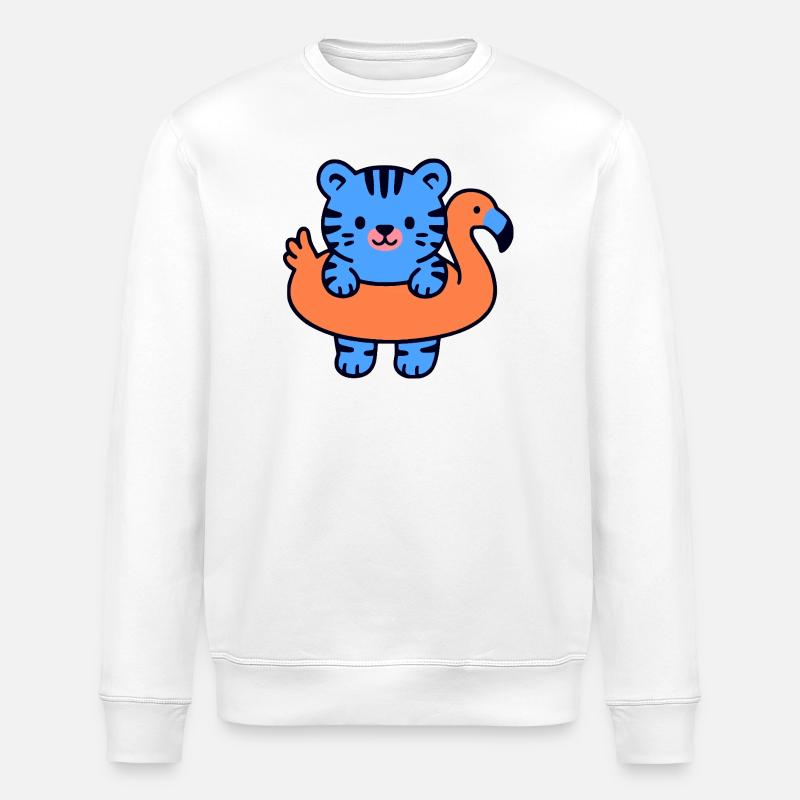 Kleiner schwebender blauer Tiger - Stanley/Stella Unisex Bio-Sweatshirt ROLLER - Weiß