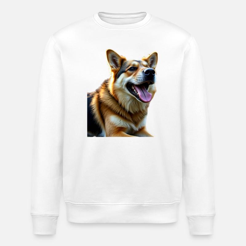 Lebendige Hundeporträt Illustration - Stanley/Stella Unisex Bio-Sweatshirt ROLLER - Weiß