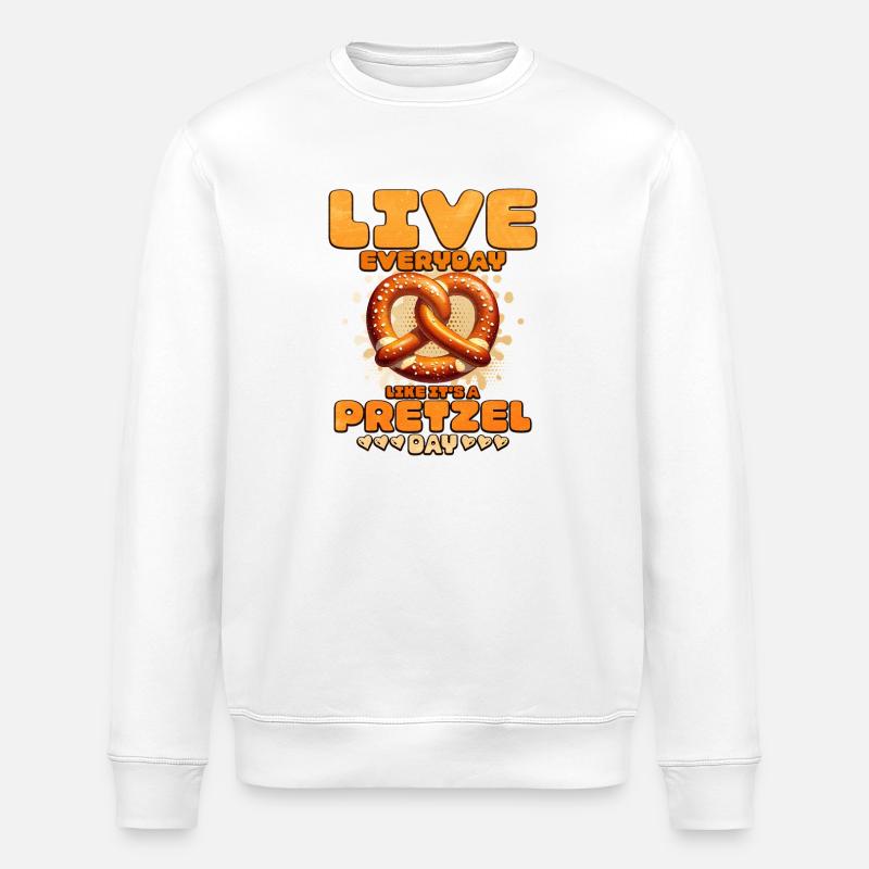 Lebensfreude mit Bretzel und Herz - Stanley/Stella Unisex Bio-Sweatshirt ROLLER - Weiß
