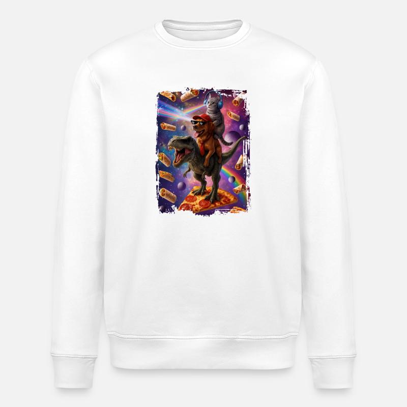 Futuristische Tierabenteuer Aztec Pizza - Stanley/Stella Unisex Bio-Sweatshirt ROLLER - Weiß