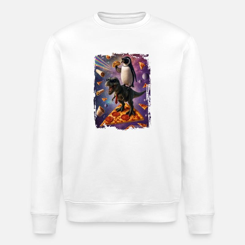Galaktische Tierpizza Abenteuer - Stanley/Stella Unisex Bio-Sweatshirt ROLLER - Weiß