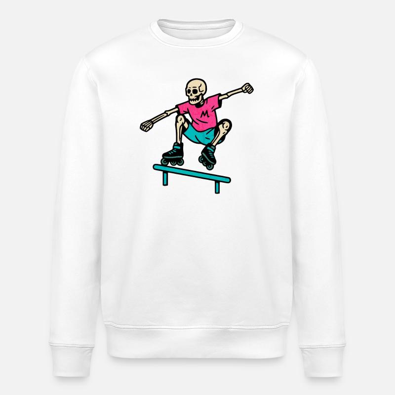Neon skeleton grinds on inline skates - Stanley/Stella ROLLER Unisex Organic Sweatshirt - white