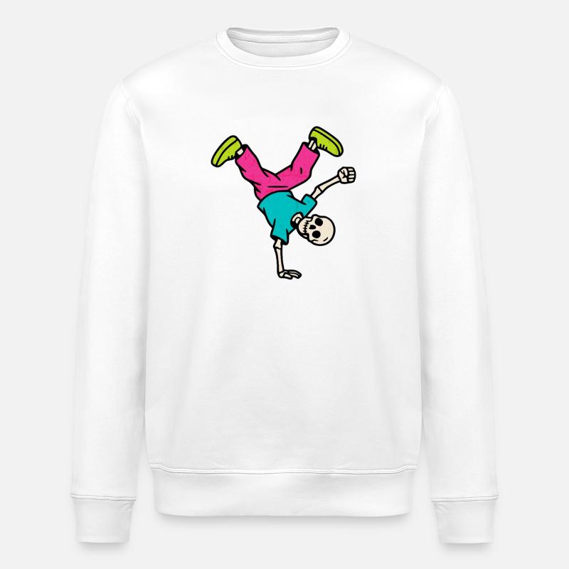Neon Breakdancing Skeleton Retro Hip-Hop - Stanley/Stella ROLLER Unisex Organic Sweatshirt - white