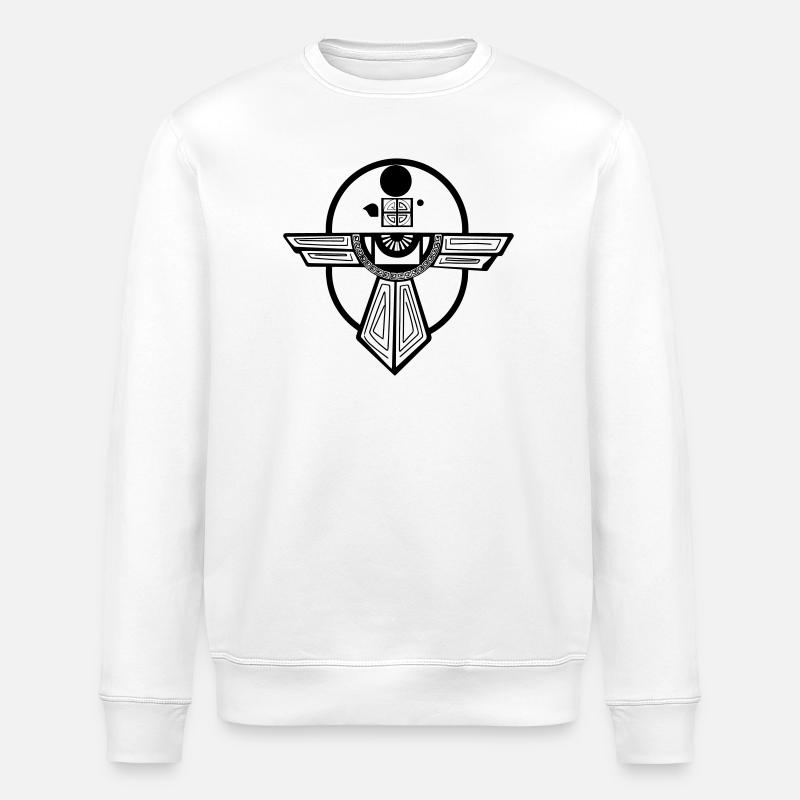 Ancient Thunderbird Totem Design - Stanley/Stella ROLLER Unisex Organic Sweatshirt - white