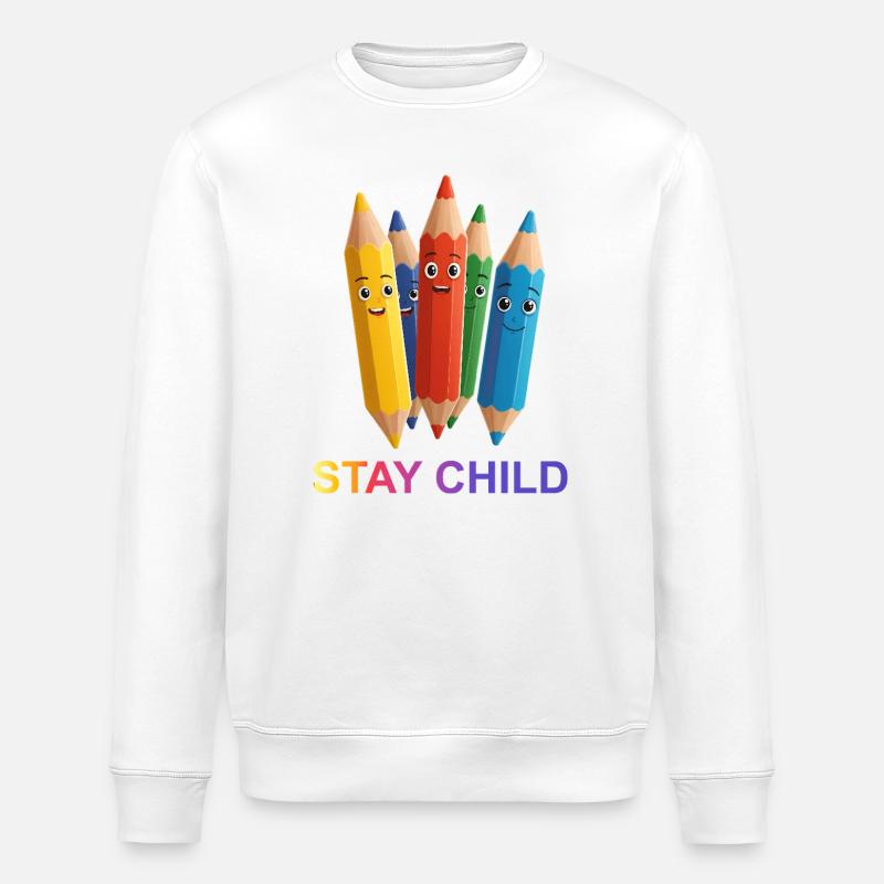 Kolorowe kredki z mimiką twarzy - Ekologiczna bluza typu unisex Stanley/Stella ROLLER - biały