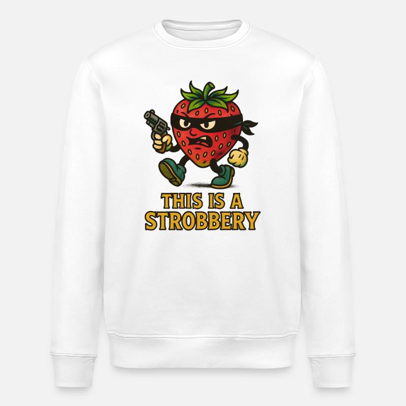 Erdbeer-Cartoon-Design - Stanley/Stella Unisex Bio-Sweatshirt ROLLER - Weiß