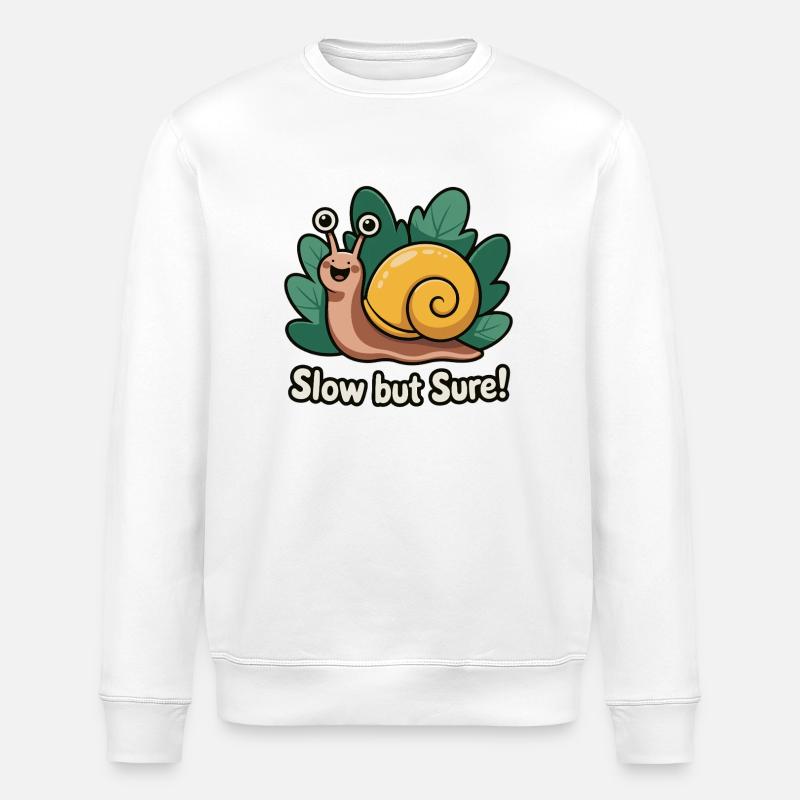 Skurrile Schnecke mit Phrase - Stanley/Stella Unisex Bio-Sweatshirt ROLLER - Weiß