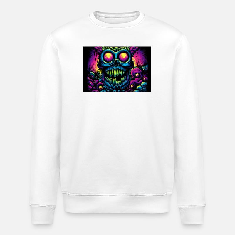 Glühender psychedelischer Schädel - Stanley/Stella Unisex Bio-Sweatshirt ROLLER - Weiß