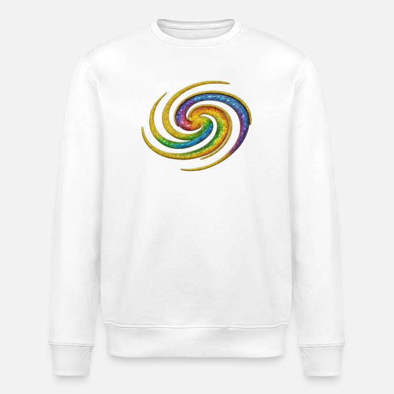 Galactic Rainbow Spiral - Stanley/Stella ROLLER Unisex Organic Sweatshirt - white