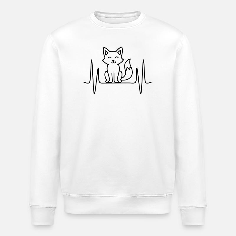Fuchs Herzschlag Linienmotiv - Stanley/Stella Unisex Bio-Sweatshirt ROLLER - Weiß