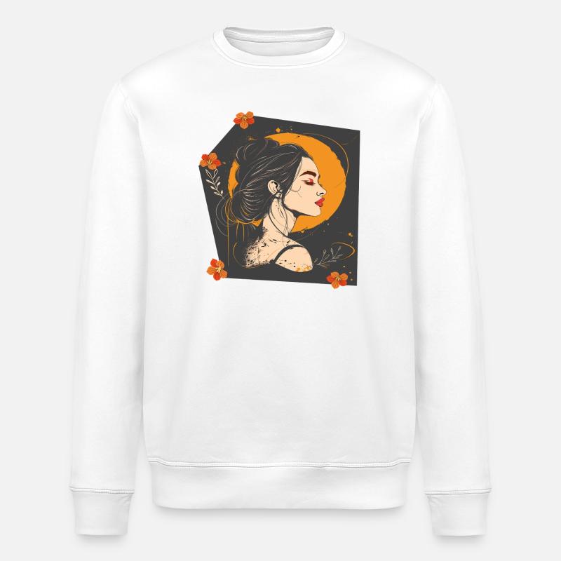 Woman's face - Stanley/Stella ROLLER Unisex Organic Sweatshirt - white