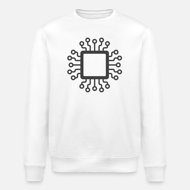 Microchip Circuit Icon Logo - Stanley/Stella ROLLER Unisex Organic Sweatshirt - white