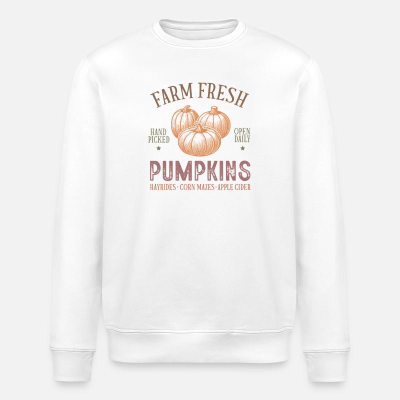Rustikaler Kürbis mit Erntemotiv - Stanley/Stella Unisex Bio-Sweatshirt ROLLER - Weiß