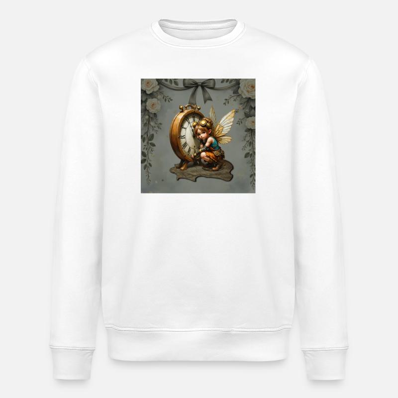 Zauberuhr mit mechanischer Fee - Stanley/Stella Unisex Bio-Sweatshirt ROLLER - Weiß