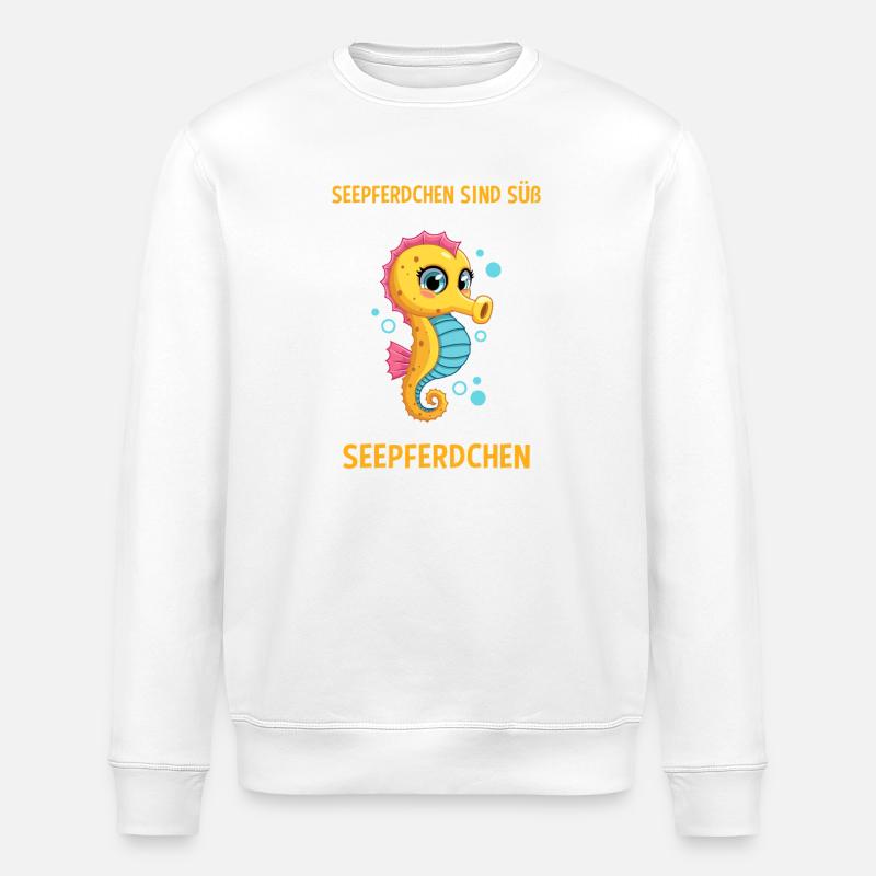 Seepferd Meeresbewohner Schwimmabzeichen Motiv - Stanley/Stella Unisex Bio-Sweatshirt ROLLER - Weiß