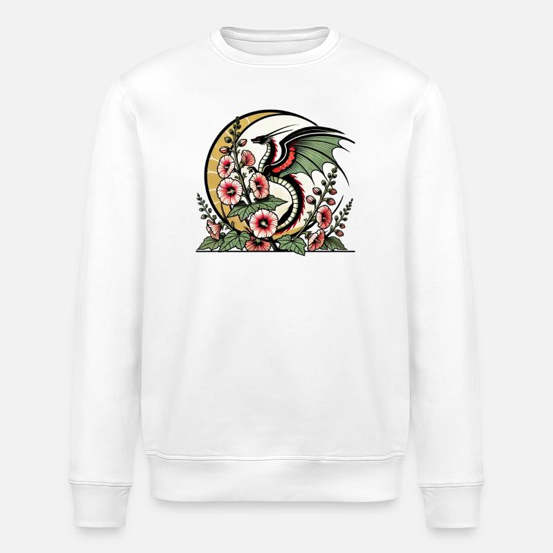 Dragon et fleur manchon Tattoo Design - Sweat bio ROLLER Stanley/Stella Unisexe - blanc