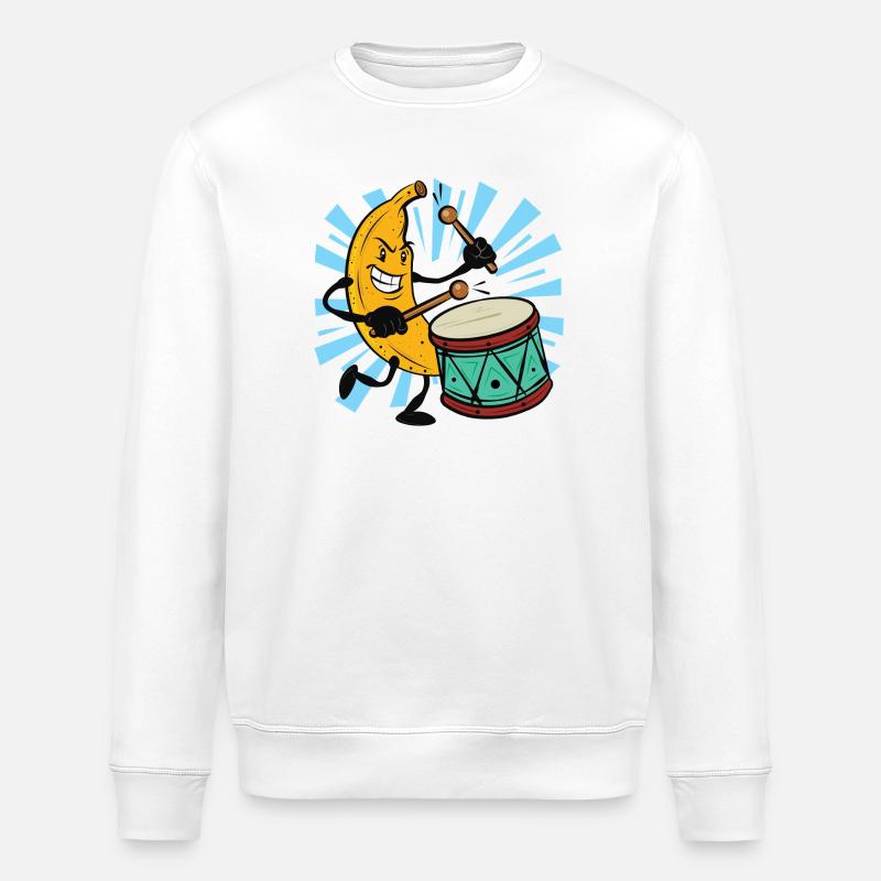 Banana Drummer Popping Drum - Stanley/Stella Unisex Bio-Sweatshirt ROLLER - Weiß