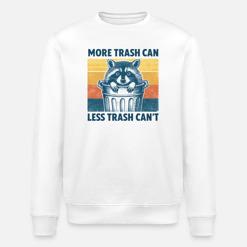 Wilde Waschbär mit Trash-Motto - Stanley/Stella Unisex Bio-Sweatshirt ROLLER - Weiß