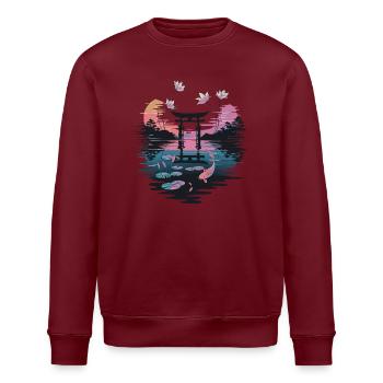 Japanese Torii at the lake with Koi and Lotus in - Stanley/Stella ROLLER Unisex Organic Sweatshirt - white - Front - Nik (191cm)