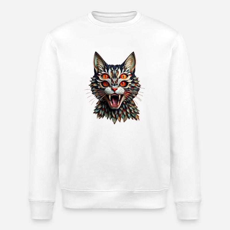 Creepy Cat – Cauchemar en fourrure - Sweat bio ROLLER Stanley/Stella Unisexe - blanc