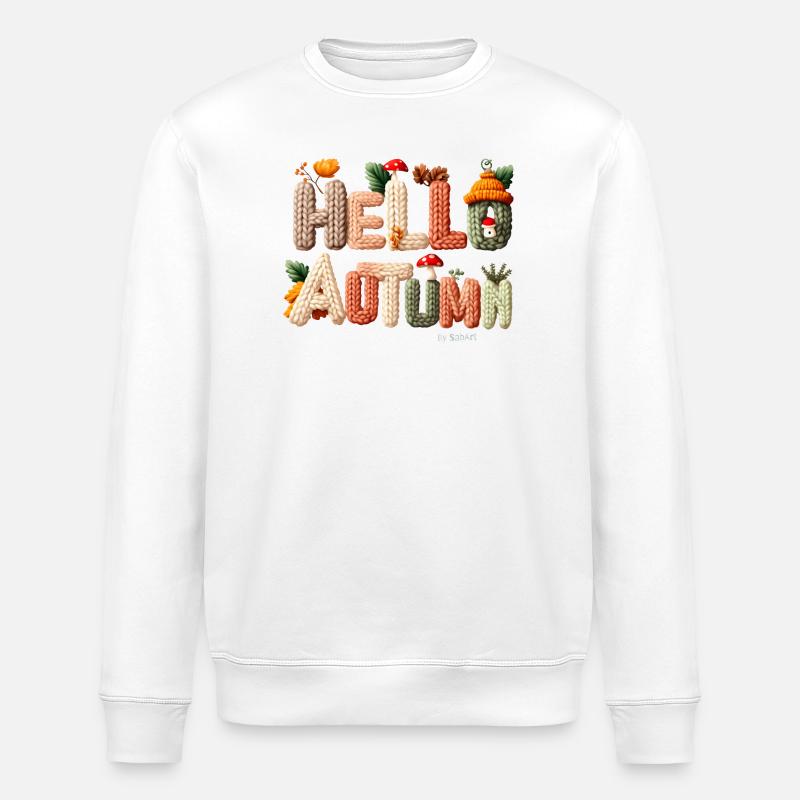 Hello Autumn – Warmes Strickdesign - Stanley/Stella Unisex Bio-Sweatshirt ROLLER - Weiß