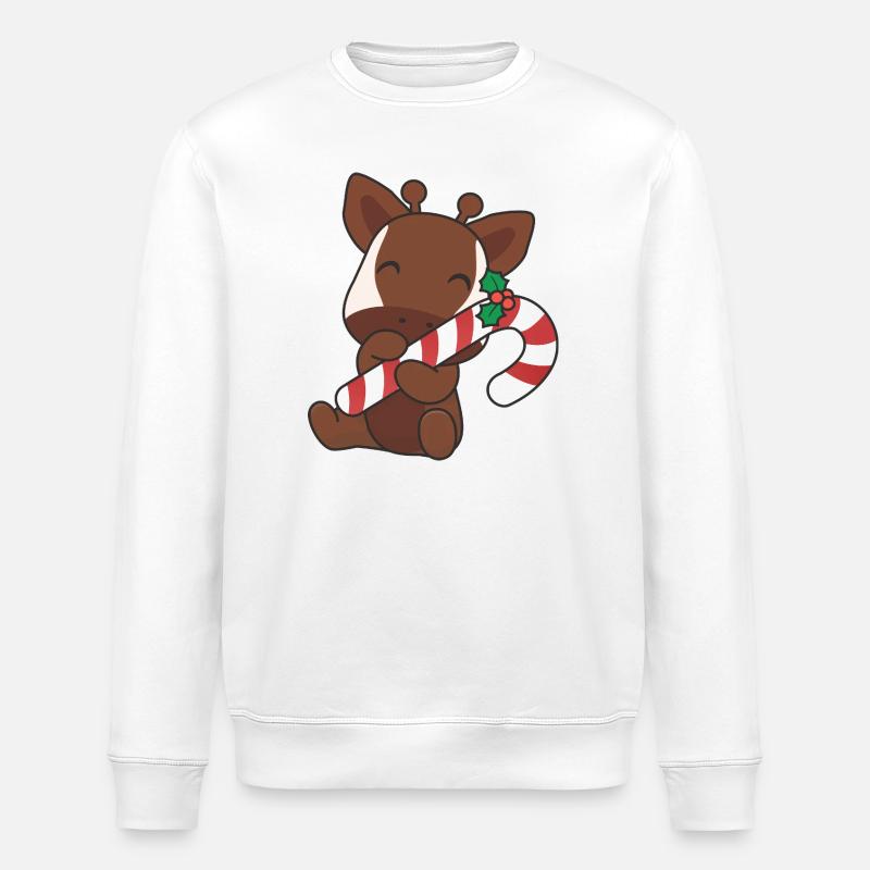 Niedliches Weihnachts-okapi Mit Zuckerstange - Stanley/Stella Unisex Bio-Sweatshirt ROLLER - Weiß