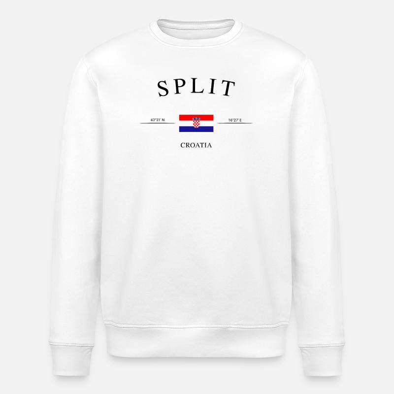 Split Croatia – Holiday Souvenir & Gift - Stanley/Stella ROLLER Unisex Organic Sweatshirt - white