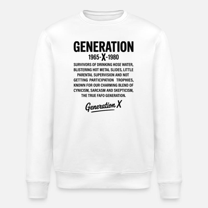 Generation X Retro Text Design - Stanley/Stella ROLLER Unisex Organic Sweatshirt - white