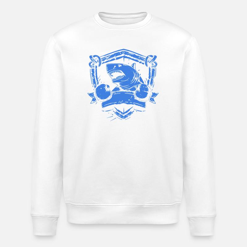  Hai mit Boxhandschuhen - Stanley/Stella Unisex Bio-Sweatshirt ROLLER - Weiß