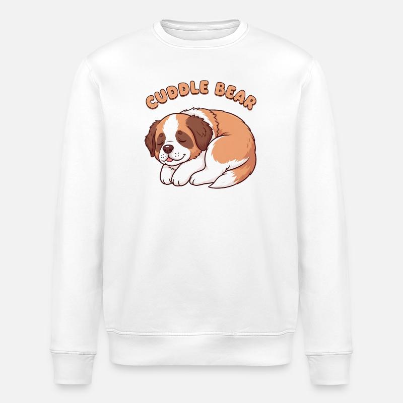 Schlafender Bernhardiner Welpe – Cuddle Bear - Stanley/Stella Unisex Bio-Sweatshirt ROLLER - Weiß