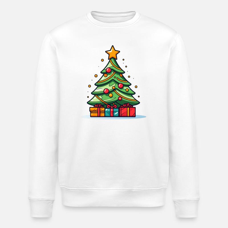 Lebendiger Weihnachtsbaum mit Geschenkpracht - Stanley/Stella Unisex Bio-Sweatshirt ROLLER - Weiß
