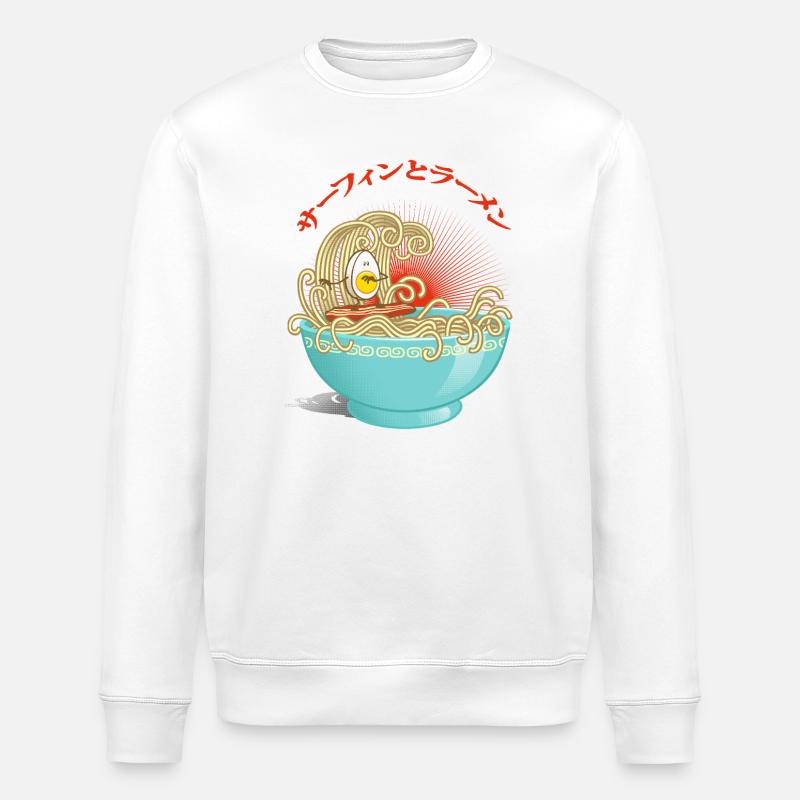 Surf et ramen - Sweat bio ROLLER Stanley/Stella Unisexe - blanc