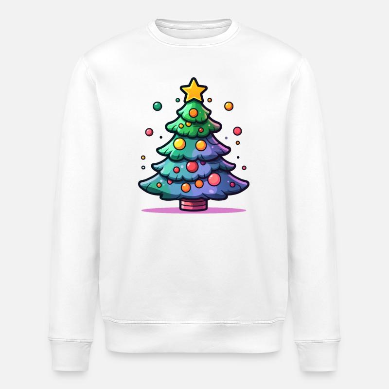 Festlicher Weihnachtsbaum mit buntem Schmuck - Stanley/Stella Unisex Bio-Sweatshirt ROLLER - Weiß