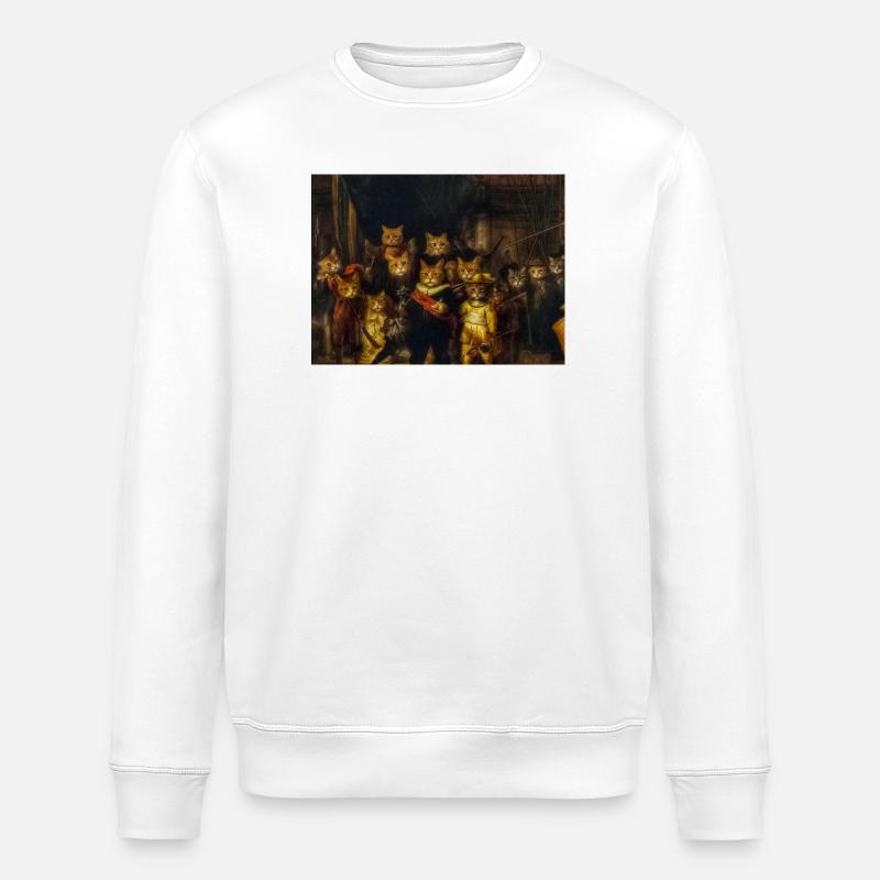 Katzenfiguren in barocker Kulisse - Stanley/Stella Unisex Bio-Sweatshirt ROLLER - Weiß