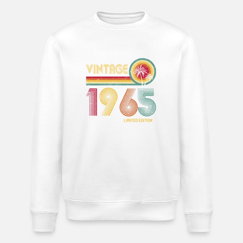Retro 70s Gradient Number Design - Stanley/Stella ROLLER Unisex Organic Sweatshirt - white