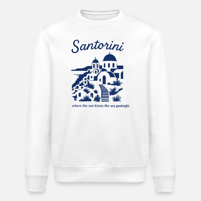 Santorini Sunsets Mountainscape Design - Stanley/Stella ROLLER Unisex Organic Sweatshirt - white