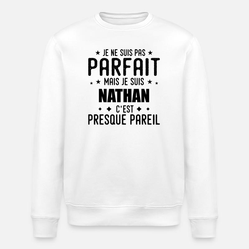 Nathan: authentic, imperfect, top, perfection - Stanley/Stella ROLLER Unisex Organic Sweatshirt - white