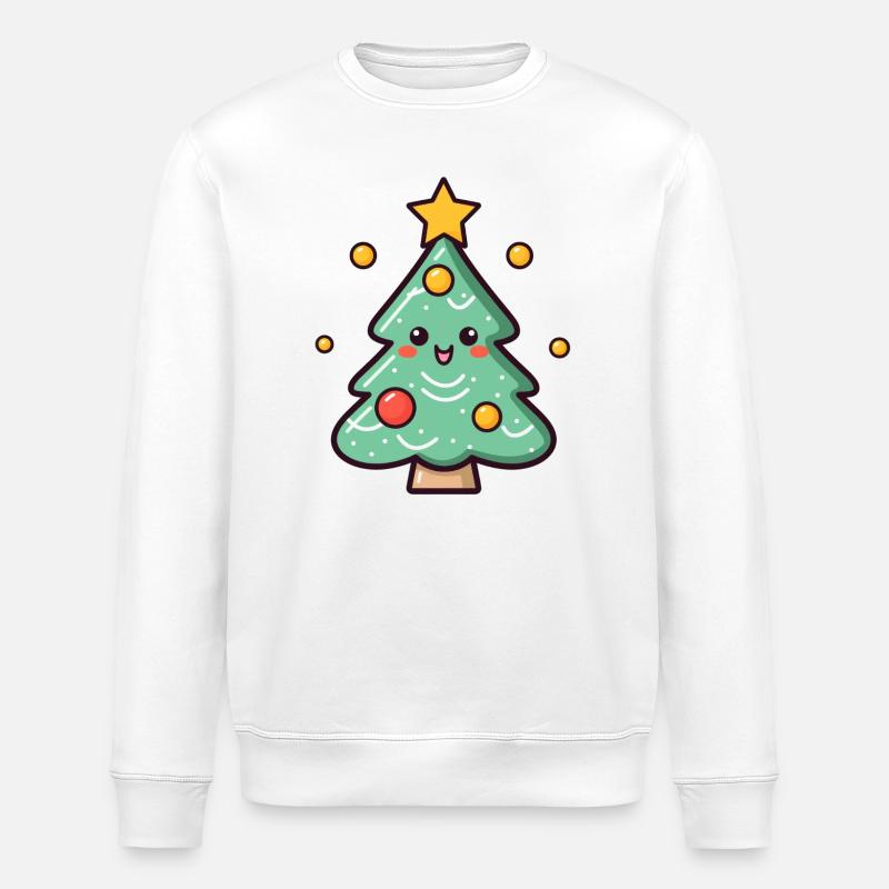 Illustration de sapin de Noël mignon - Sweat bio ROLLER Stanley/Stella Unisexe - blanc