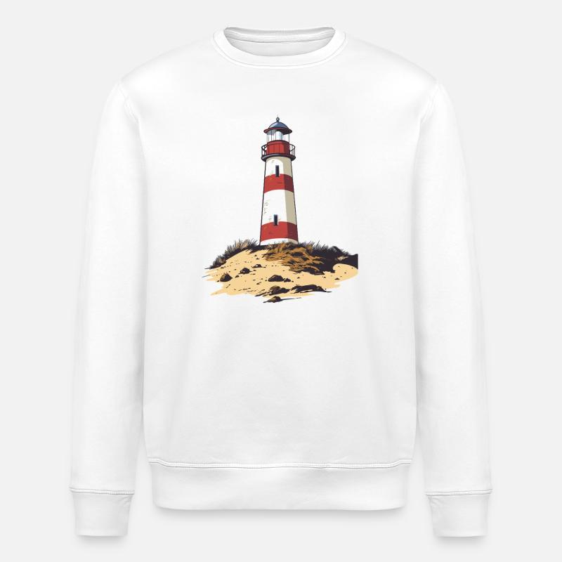 Leuchtturm auf rauer Küste - Stanley/Stella Unisex Bio-Sweatshirt ROLLER - Weiß